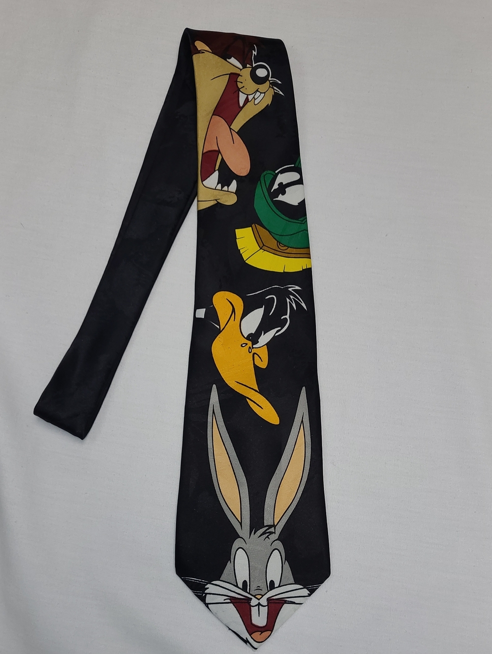 Warner Bros. Black Tie with Multicolor Looney Tunes Bugs, Daffy, Marvin, Taz